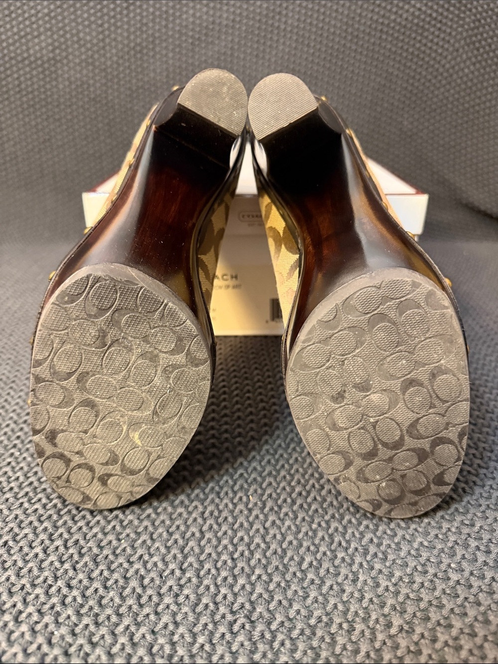 Coach Tan/Brown Signature Canvas Studded Platform Pumps -425 - Picture 6 of 10